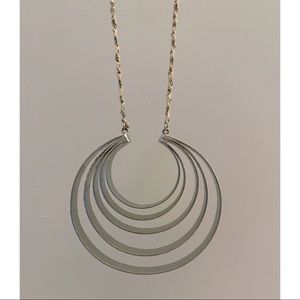 Anthropologie Hammered Silver Metal Pendent Necklace